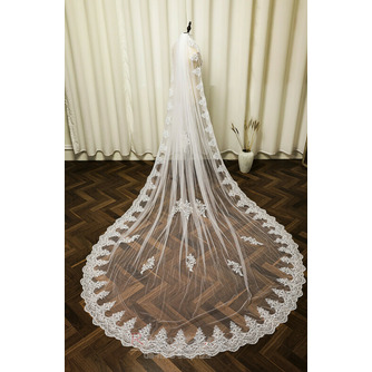Accesorii de nunta voal din dantela monostrat voal alb ivoire de mireasa cu voal din pieptene metalice - Pagină 2