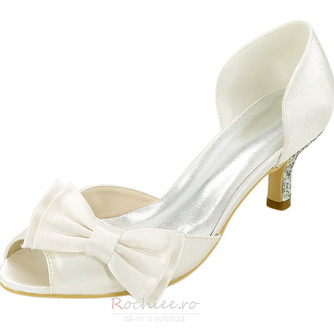 Încălțăminte de nuntă plus mărime pantofi singuri arc sandale de satin - Pagină 4