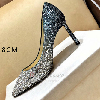 Încălțăminte pentru femei de nuntă pantofi de mireasă cristal de paiete cu tocuri înalte - Pagină 7