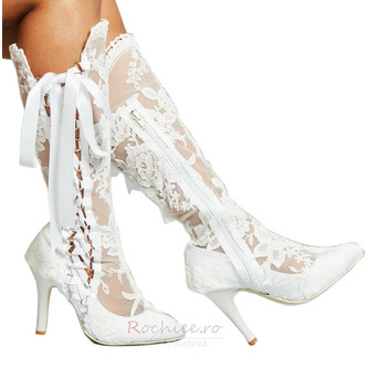 Cizme goale cizme înalte din dantelă sexy peste genunchi toc stiletto cizme de nuntă pentru femei - Pagină 2