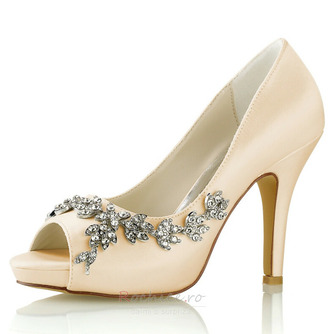 Pantofi de mireasă de damă Paiete de cristal cu paiete cu bijuterii Pantofi de mireasă cu stras cristal Toc înalt Toc stiletto Peep Toe - Pagină 11