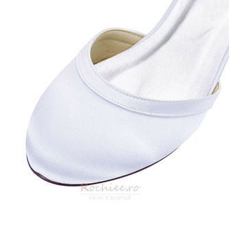 Pantofi de nunta cu gura alba, cu adancime mica, tocuri inalte simple din satin 3CM - Pagină 2