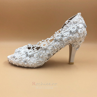 Pantofi de mireasa din dantela de satin cu pantofi de nunta stiletto stras pantofi de nunta lucrati manual - Pagină 4
