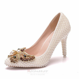 9CM perla arc tocuri inalte pantofi stiletto pointe pantofi petrecere - Pagină 4