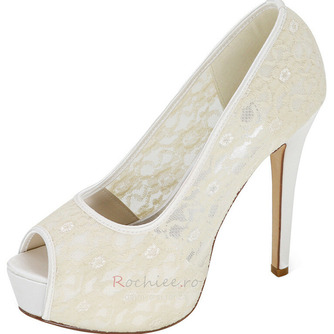 Dantelă pantofi de nunta cu tocuri albe platformă sandale banchet pantofi pantofi mireasa - Pagină 6