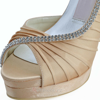 Pantofi de mireasă din satin de mătase cu stras lateral pantofi de nuntă cu gură de pește - Pagină 6