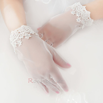 Mănuși de nuntă dantela modernă de vară alb decor plin de deget - Pagină 1