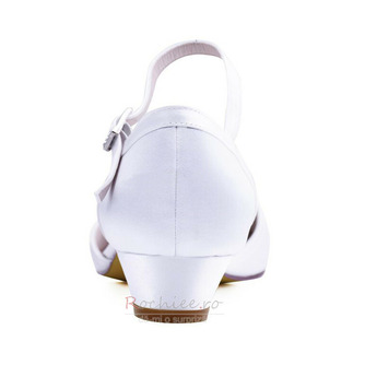 Pantofi de nunta cu gura alba, cu adancime mica, tocuri inalte simple din satin 3CM - Pagină 4