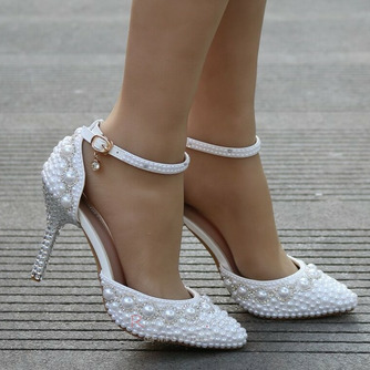 Sandale cu toc înalt cu sandale din stras din brad pantofi de nunta albi - Pagină 4