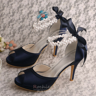 Pantofi de mireasă stiletto de mireasă sandale cu vârf deschis, pantofi de domnișoară de onoare de dimensiuni mari - Pagină 1