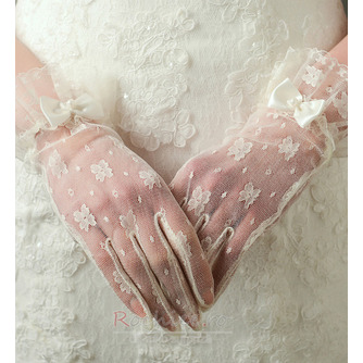 Mănuși de nuntă de dorit translucid scurt fildeș de decorare - Pagină 1