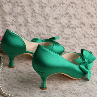 Pantofi de mireasa fluture din satin pantofi de domnișoară verde cu toc înalt stiletto tocuri înalte - Pagină 3