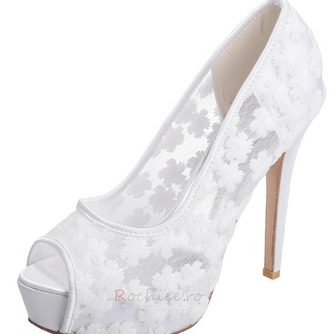 Dantelă pantofi de nunta cu tocuri albe platformă sandale banchet pantofi pantofi mireasa - Pagină 7