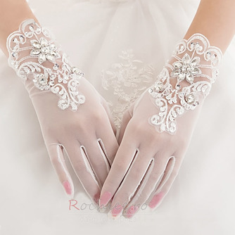 Mănuși de nuntă alb scurte de vară perla plin deget adecvate - Pagină 1
