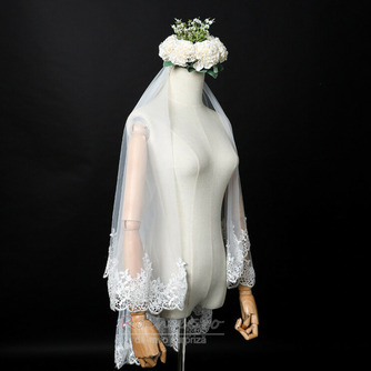 Voal de nunta voal scurt elegant voal foto real un strat de voal de mireasa alb ivoire - Pagină 3