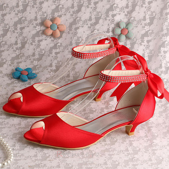 Pantofi de mireasă panglică stras pantofi de gură banchet pantofi de damă pantofi roșii de domnișoară de onoare - Pagină 5