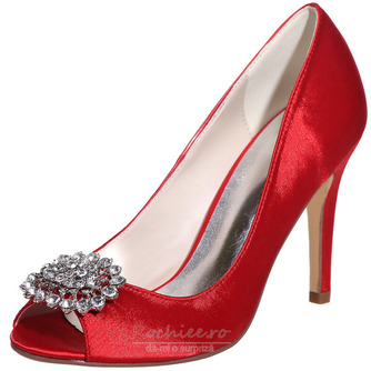 Sandale stiletto stofă impermeabilă din satin mireasa pantofi petrecere de nunta moda - Pagină 7