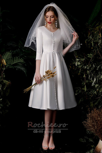 Rochie de mireasa Drapat Talie naturală A-linie Vară Pară Satin - Pagină 3