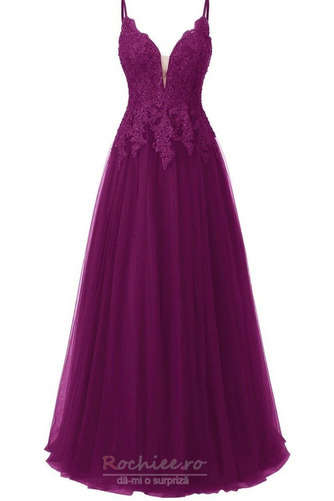 Rochie de seara Talie naturale Tul Formale A-linie Aplicatiile - Pagină 10