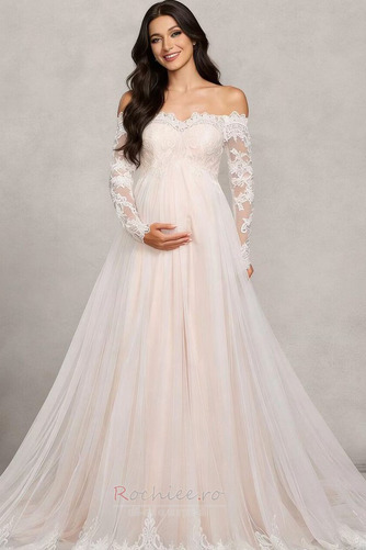 Rochie de mireasa Dantelă Capelă Imperiul De pe umăr Dantela - Pagină 1