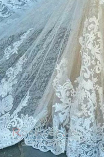 Rochie de mireasa Sală Dantela Fara spate Talie naturală V gâtului - Pagină 3