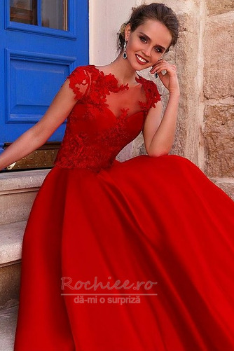 Rochie de bal Satin A-linie Suprapunere de dantela Bijuterie - Pagină 4