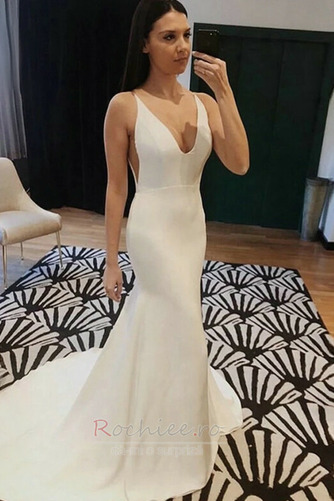 Rochie de mireasa Fara spate Satin V gâtului Elegant Lung Fără mâneci - Pagină 1