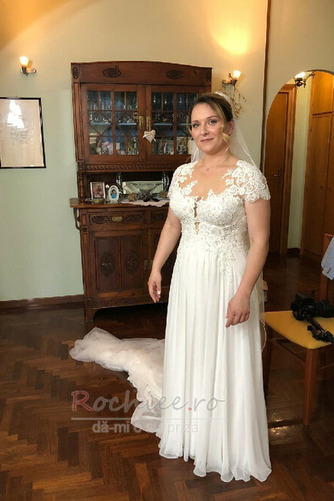 Rochie de mireasa Marime mare Iluzia mâneci Şifon A-linie Sheer Înapoi - Pagină 1