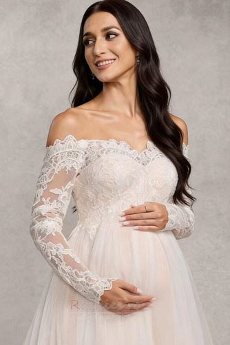 Rochie de mireasa Dantelă Capelă Imperiul De pe umăr Dantela - Pagină 5