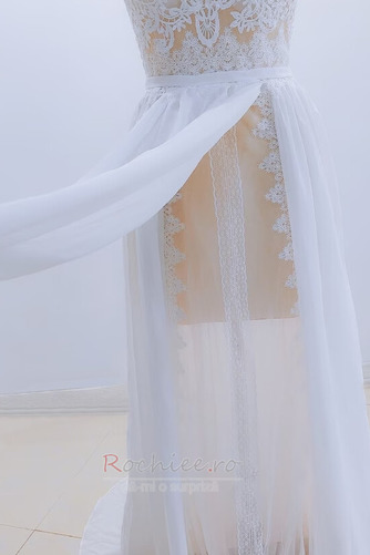 Rochie de mireasa Sheer Înapoi Bijuterie Pară Vară Dantela A-linie - Pagină 7