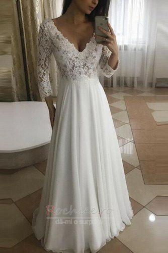 Rochie de mireasa Mâneci lungi Tricou Vară Dantela V-gât adânc - Pagină 2