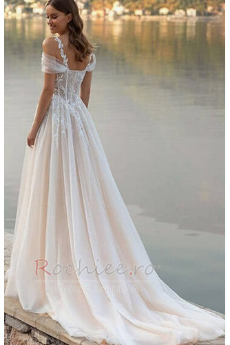 Rochie de mireasa Dantelă A-linie Tul Fără mâneci Plajă Vară - Pagină 2