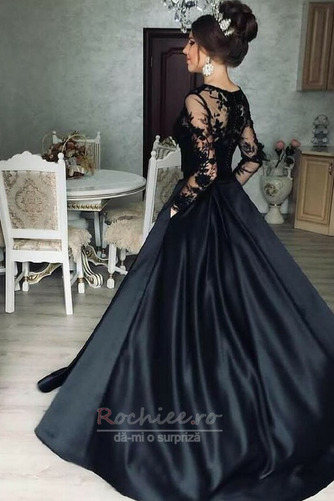 Rochie de bal Bijuterie Butonul Lung Satin Talie naturală Fermoar - Pagină 2