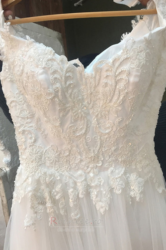 Rochie de mireasa Mâneci scurte Pară Talie naturală Suprapunere de dantela - Pagină 4