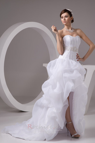 Rochie de mireasa Strapless Talie Scăzut Organza Vara Asimetrice - Pagină 3