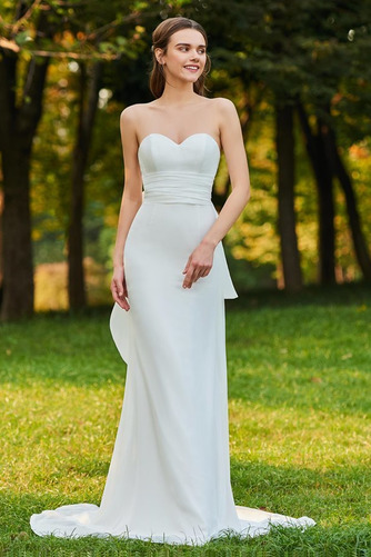 Rochie de mireasa Teacă Elegant În aer liber Talie naturale Sheer Înapoi - Pagină 2