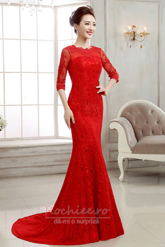 Rochie de mireasa Matura Maneci trei sferturi Elegant Suprapunere de dantela - Pagină 1