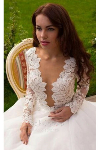 Rochie de mireasa Mâneci lungi Elegant A-linie Vara V gâtului - Pagină 3