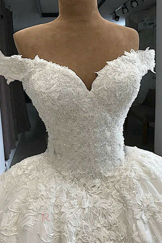 Rochie de mireasa Talie naturale De pe umăr Cădea Fără mâneci - Pagină 3