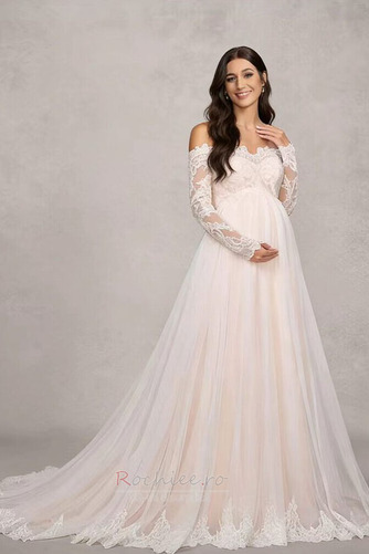 Rochie de mireasa Dantelă Capelă Imperiul De pe umăr Dantela - Pagină 3