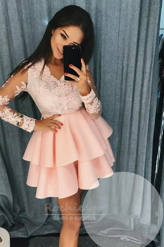 Rochie de cocktail Mâneci lungi Dantelă Scurt Plin de farmec - Pagină 8