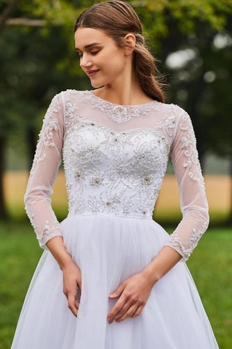 Rochie de mireasa Mâneci lungi Corsetul cu bijuterii Sheer Înapoi - Pagină 5