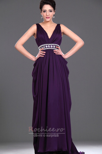 Rochie de bal Elegant V-gât adânc Curea cu margele Cristal Şifon - Pagină 1