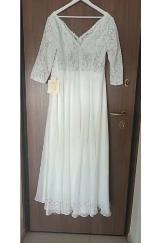 Rochie de mireasa Mâneci lungi Tricou Vară Dantela V-gât adânc - Pagină 3