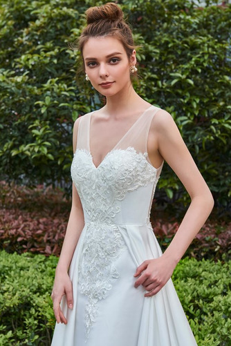 Rochie de mireasa Aplicatiile Talie naturale V gâtului Şic Sheer Înapoi - Pagină 4