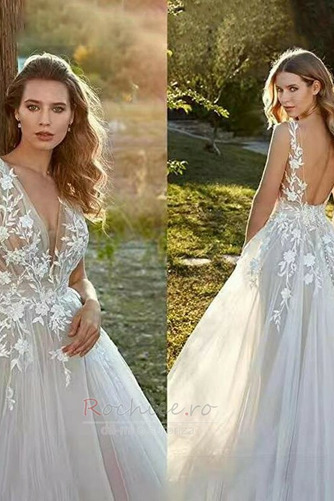 Rochie de mireasa Fara spate Vânzare Vară Şic Fără mâneci Appliqué - Pagină 3