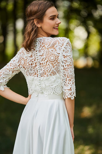 Rochie de mireasa Cu Bolero Fara spate Satin Jumătate mâneci - Pagină 5