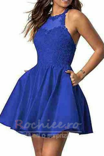 Rochie de cocktail Scurt Satin Vânzare Bijuterie A-linie Drapat - Pagină 19