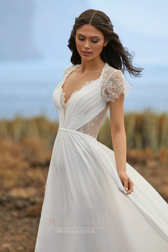 Rochie de mireasa Sheer Înapoi Elegant V gâtului Talie naturale - Pagină 4