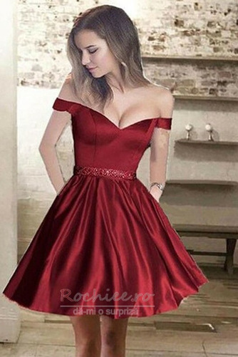 Rochie de cocktail Scurt Minge Mâneci plafonate Mediu Satin De pe umăr - Pagină 1